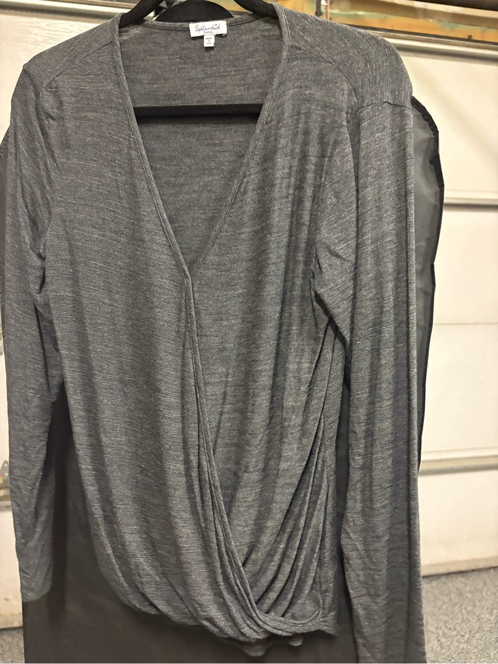 Splendid Heather Gray Wrap-Front Long Sleeve Top